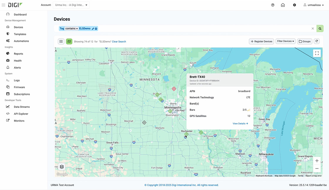 Digi Remote Manager device map
