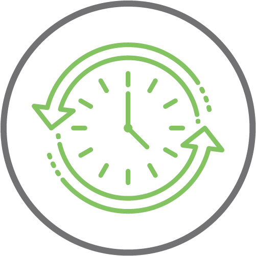 Clock surrounded by rotating arrows